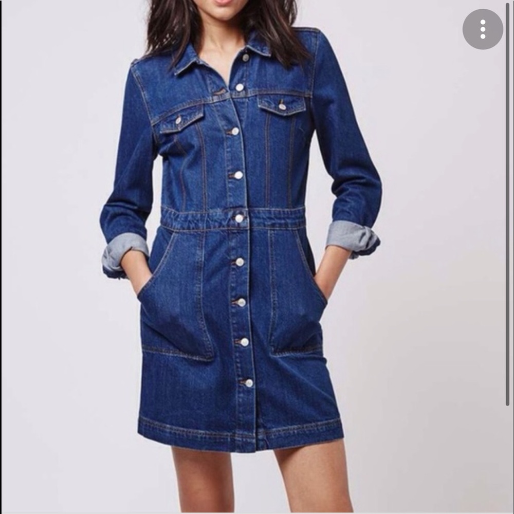 Topshop Mini Moto Denim Dress